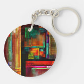 Kleurrijke vierkanten Modern Abstract kunstpatroon Sleutelhanger (Achterkant)