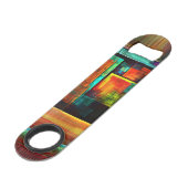 Kleurrijke vierkanten Modern Abstract kunstpatroon Speed Flessenopener (Voorkant Gekanteld)