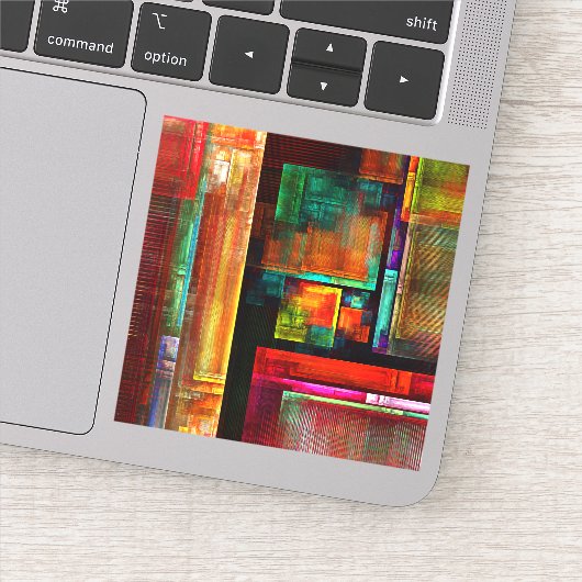 Kleurrijke vierkanten Modern Abstract kunstpatroon Sticker (Detail)