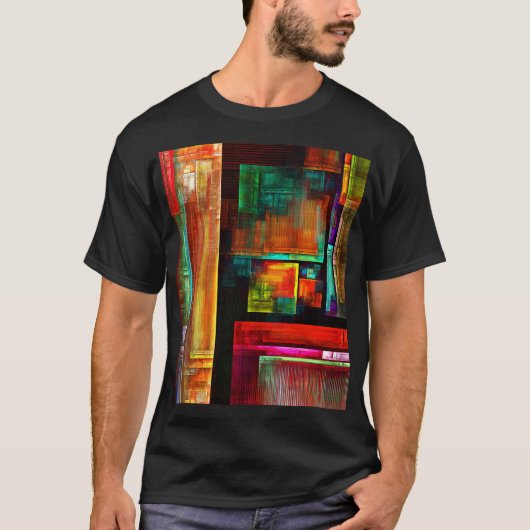 Kleurrijke vierkanten Modern Abstract kunstpatroon T-shirt (Voorkant)