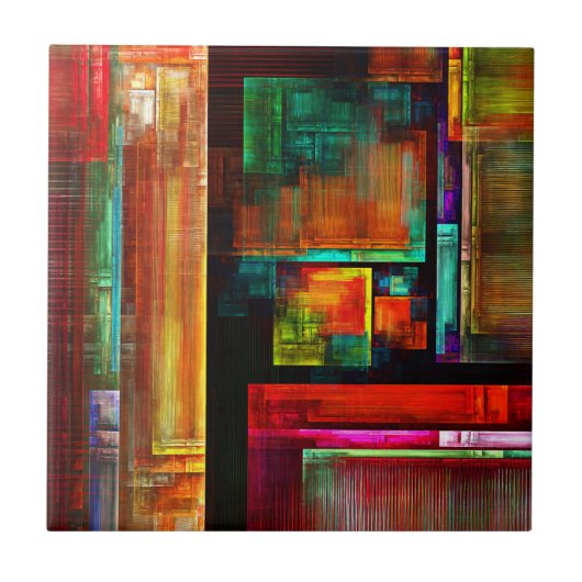 Kleurrijke vierkanten Modern Abstract kunstpatroon Tegeltje (Voorkant)