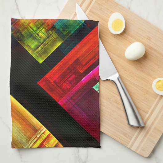 Kleurrijke vierkanten Modern Abstract kunstpatroon Theedoek (Quarter Fold)