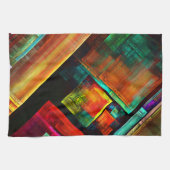 Kleurrijke vierkanten Modern Abstract kunstpatroon Theedoek (Horizontaal)