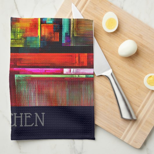 Kleurrijke vierkanten Modern Abstract kunstpatroon Theedoek (Quarter Fold)