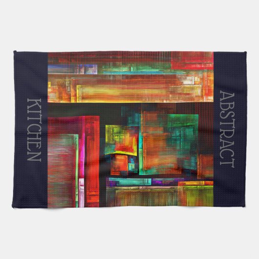 Kleurrijke vierkanten Modern Abstract kunstpatroon Theedoek (Horizontaal)