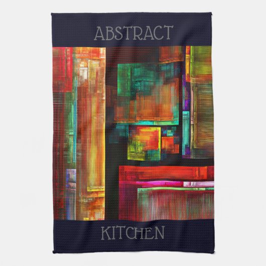 Kleurrijke vierkanten Modern Abstract kunstpatroon Theedoek (Verticaal)