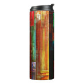 Kleurrijke vierkanten Modern Abstract kunstpatroon Thermosbeker (Gedraaid links)