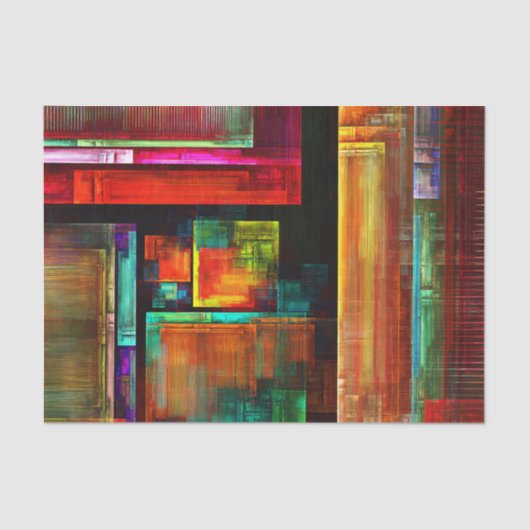 Kleurrijke vierkanten Modern Abstract kunstpatroon Tissuepapier (Voorkant)