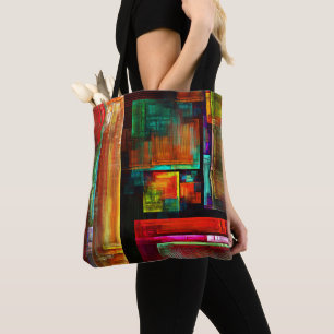Kleurrijke vierkanten Modern Abstract kunstpatroon Tote Bag