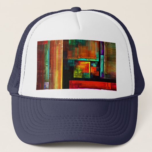 Kleurrijke vierkanten Modern Abstract kunstpatroon Trucker Pet (Voorkant)