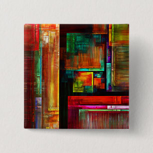 Kleurrijke vierkanten Modern Abstract kunstpatroon Vierkante Button 5,1 Cm