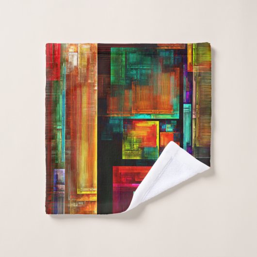 Kleurrijke vierkanten Modern Abstract kunstpatroon Washandje (Wasdoekje)