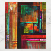 Kleurrijke vierkanten Modern Abstract kunstpatroon Wijn Etiket (Enkel label)