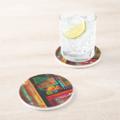 Kleurrijke vierkanten Modern Abstract kunstpatroon Zandsteen Onderzetter (Zijkant)