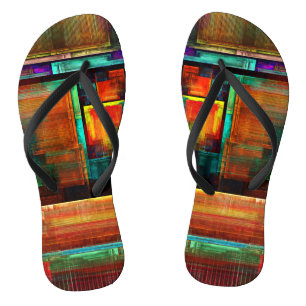 Kleurrijke vierkanten moderne abstracte kunstpatro teenslippers