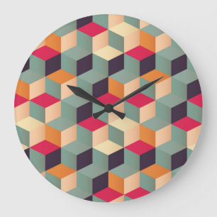 Kleurrijke vierkanten, retro geometrisch patroon. grote klok