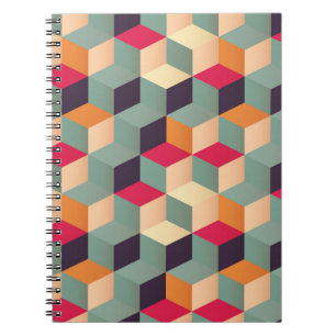 Kleurrijke vierkanten, retro geometrisch patroon. notitieboek