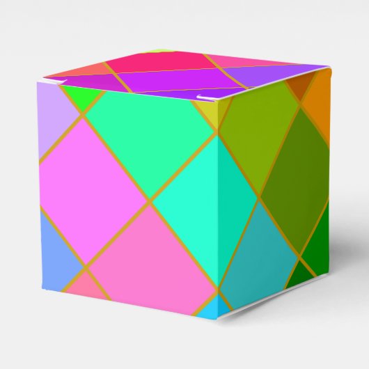 Kleurrijke vierkantjes Cadebox Bedankdoosjes (Voorkant Zijde)