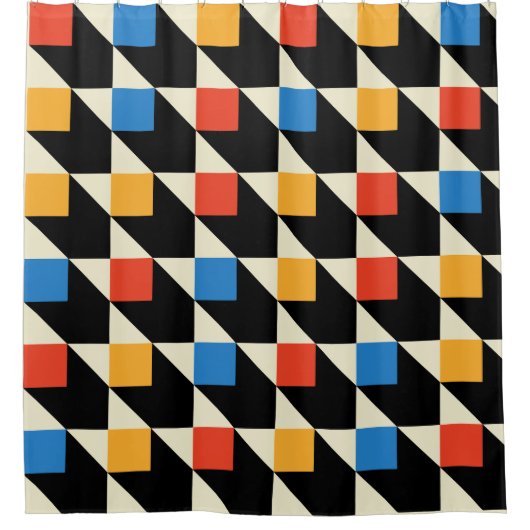 Kleurrijke Vierkantjes Douchegordijn (Voorkant)