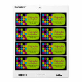 Kleurrijke vierkantjes Groene Verzendlabels Etiket (Full Sheet)