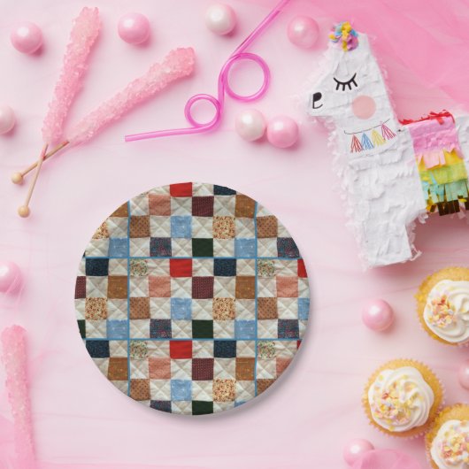 Kleurrijke vierkantjes papieren bordje (Feest)