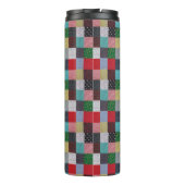 kleurrijke vierkantjes voor patchwork met katteker thermosbeker (Achterkant)