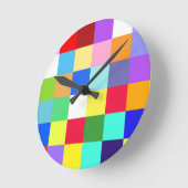 Kleurrijke vierkantscontroles ronde klok (Hoek)