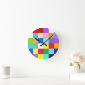 Kleurrijke vierkantscontroles ronde klok (Huis)