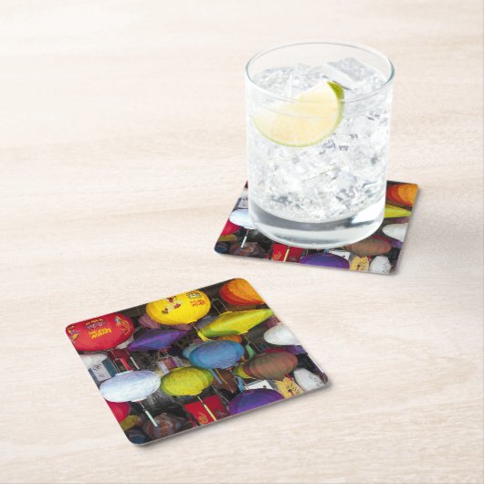 Kleurrijke Vietnamese hanglantaarns  Kartonnen Onderzetters (Insitu)