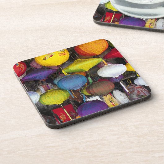 Kleurrijke Vietnamese lantaarns Bier Onderzetter (Linkerzijde)