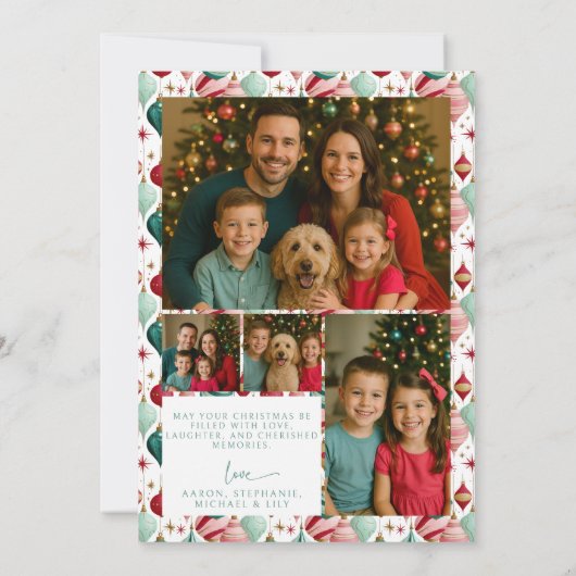 Kleurrijke vijf foto vrolijke kerst feestdagenkaart (Achterkant)