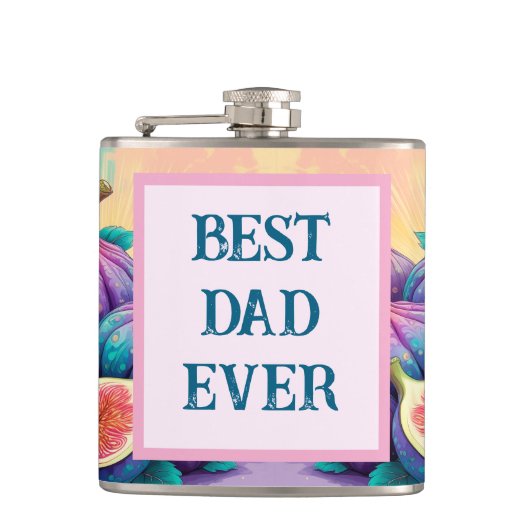 Kleurrijke vijg met beste vader ooit heupfles (Voorkant)