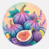 Kleurrijke vijg ronde sticker (Voorkant)