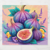 Kleurrijke vijg sparkling wijnetiket (Enkel label)