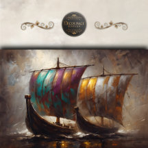 Kleurrijke Viking Sails Decoupage