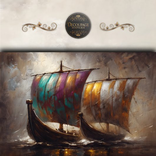 Kleurrijke Viking Sails Decoupage Tissuepapier