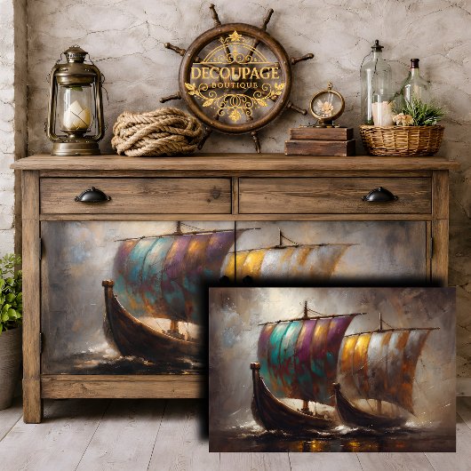 Kleurrijke Vikingschepen Decoupage Tissuepapier