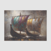 Kleurrijke Vikingschepen Decoupage Tissuepapier (Voorkant)