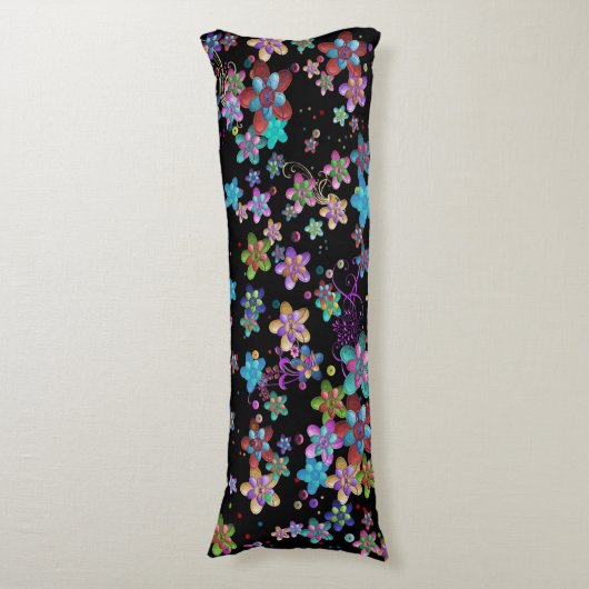 Kleurrijke vilten bloementuin lichaamskussen (Voorkant Verticaal)