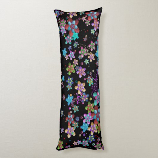 Kleurrijke vilten bloementuin lichaamskussen (Achterkant (Verticaal))