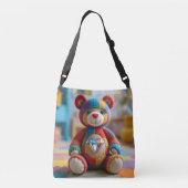 Kleurrijke vilten teddybeer crossbody tas (Achterkant)