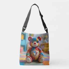Kleurrijke vilten teddybeer crossbody tas