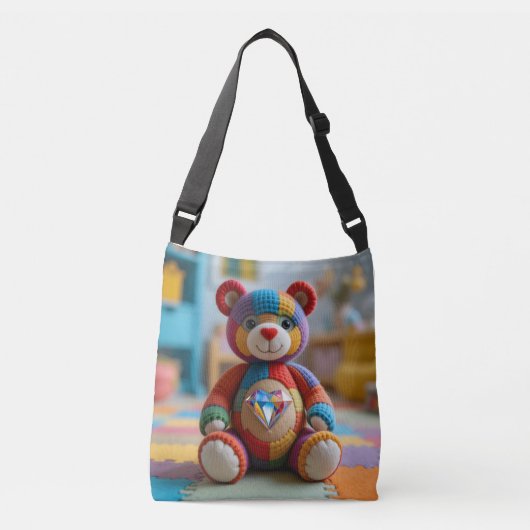 Kleurrijke vilten teddybeer crossbody tas (Voorkant)