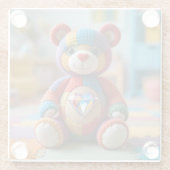 Kleurrijke vilten teddybeer glazen onderzetter (Achterkant)