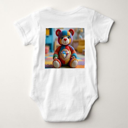Kleurrijke vilten teddybeer romper (Achterkant)