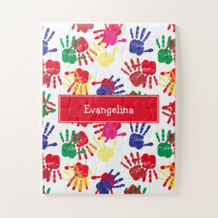 Kleurrijke vingerafdrukken voor kinderen op maat legpuzzel