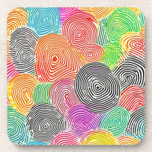 Kleurrijke Vingerafdrukpatronen Abstracte Kunst Bier Onderzetter