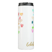 Kleurrijke vingerafdrukstructuur "Celebrate Life"  Thermosbeker (Achterkant)