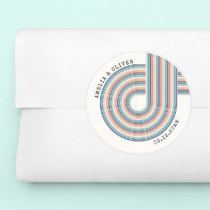 Kleurrijke vintage 70'er jaren thema moderne retro ronde sticker
