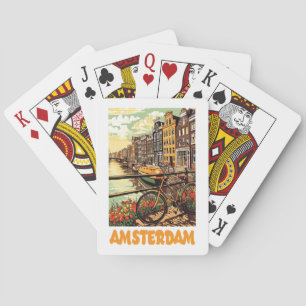 Kleurrijke Vintage Amsterdam Holland Kanaal Stad Pokerkaarten